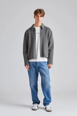 Wool Zipper Jacket FN-MN-OUTW000939 Grey Melange