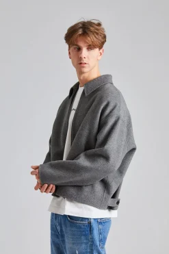 Wool Zipper Jacket FN-MN-OUTW000939 Grey Melange