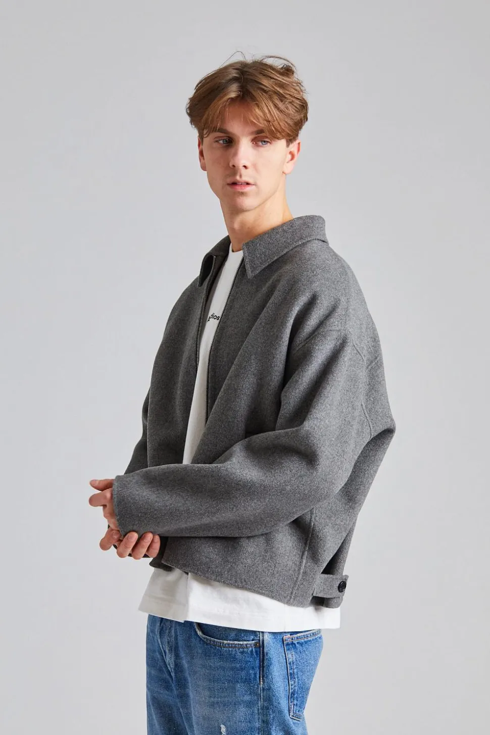 Wool Zipper Jacket FN-MN-OUTW000939 Grey Melange