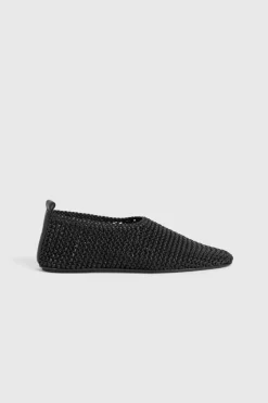 Woven Leather Ballerinas Black