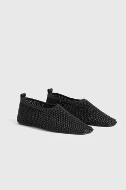 Woven Leather Ballerinas Black
