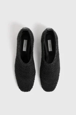 Woven Leather Ballerinas Black