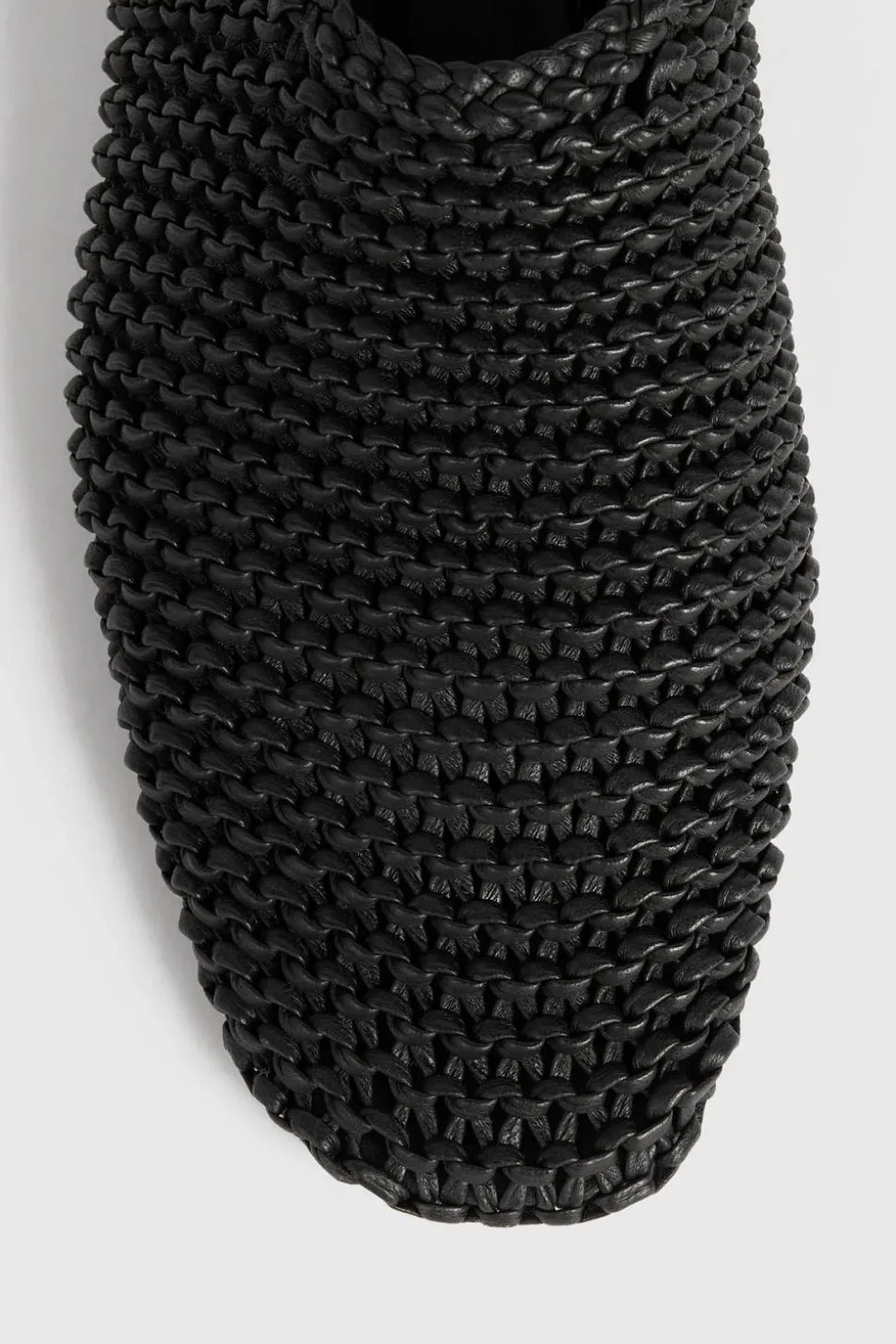 Woven Leather Ballerinas Black