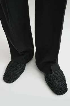 Woven Leather Ballerinas Black