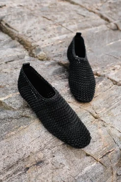 Woven Leather Ballerinas Black