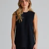 Woven Stripe Top Black