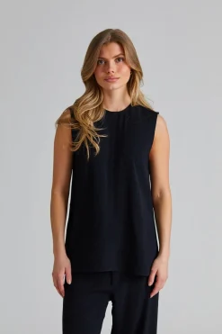Woven Stripe Top Black