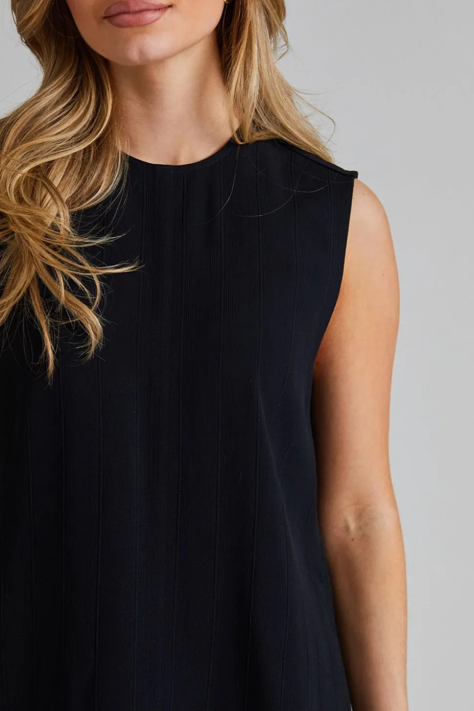 Woven Stripe Top Black