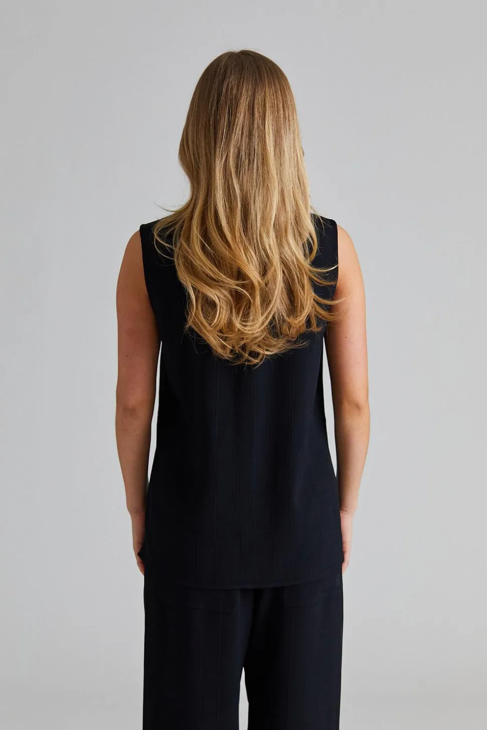Woven Stripe Top Black