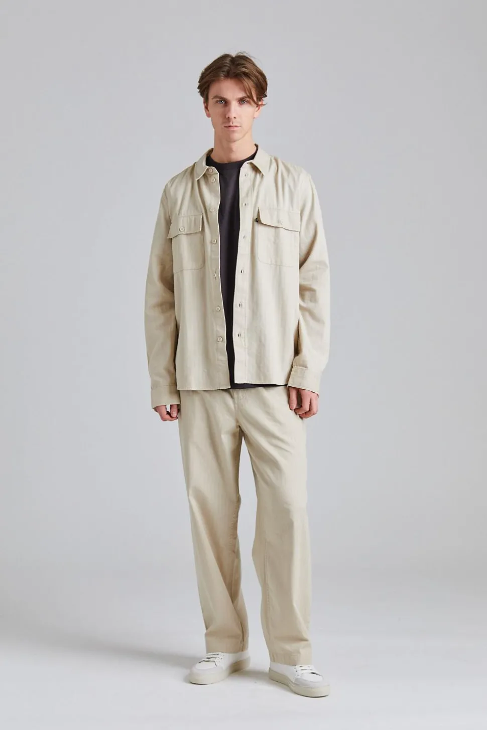 WWAxl Herringbone Shirt Sand Grey