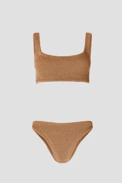 Xandra Bikini Crinkle Metallic Cocoa