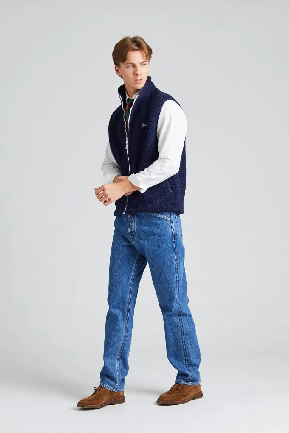 Zip Through Fleece Vest Navy