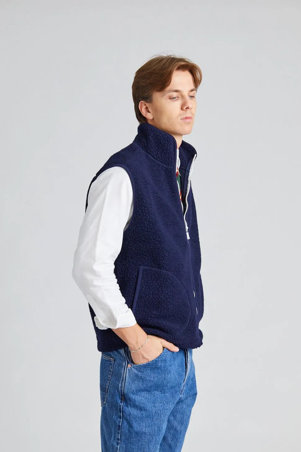 Zip Through Fleece Vest Navy
