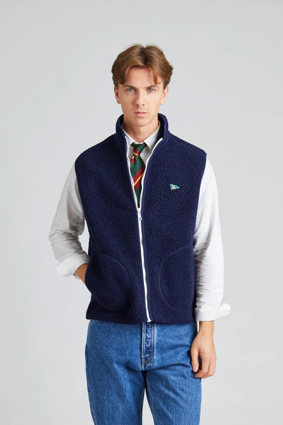 Zip Through Fleece Vest Navy