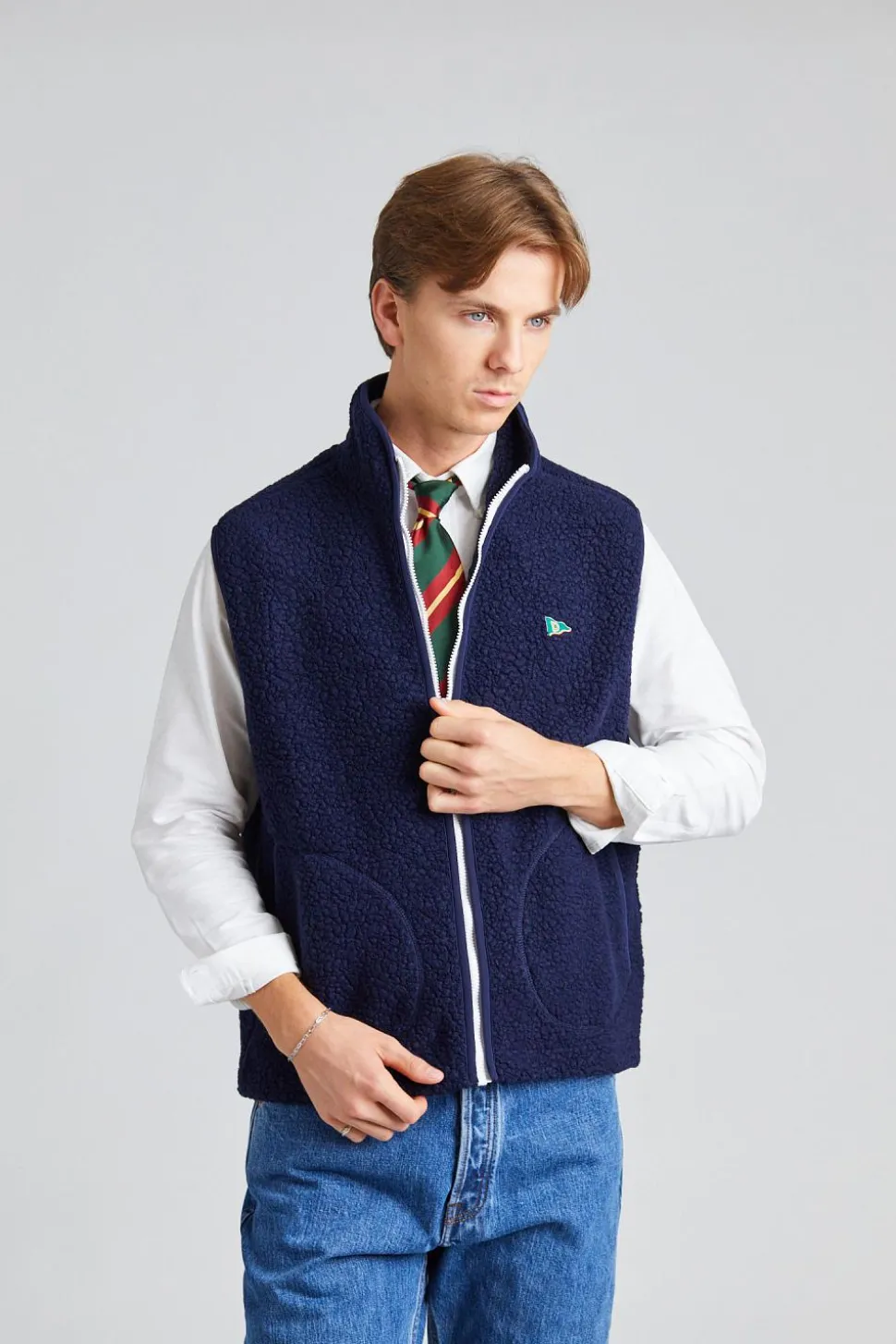 Zip Through Fleece Vest Navy